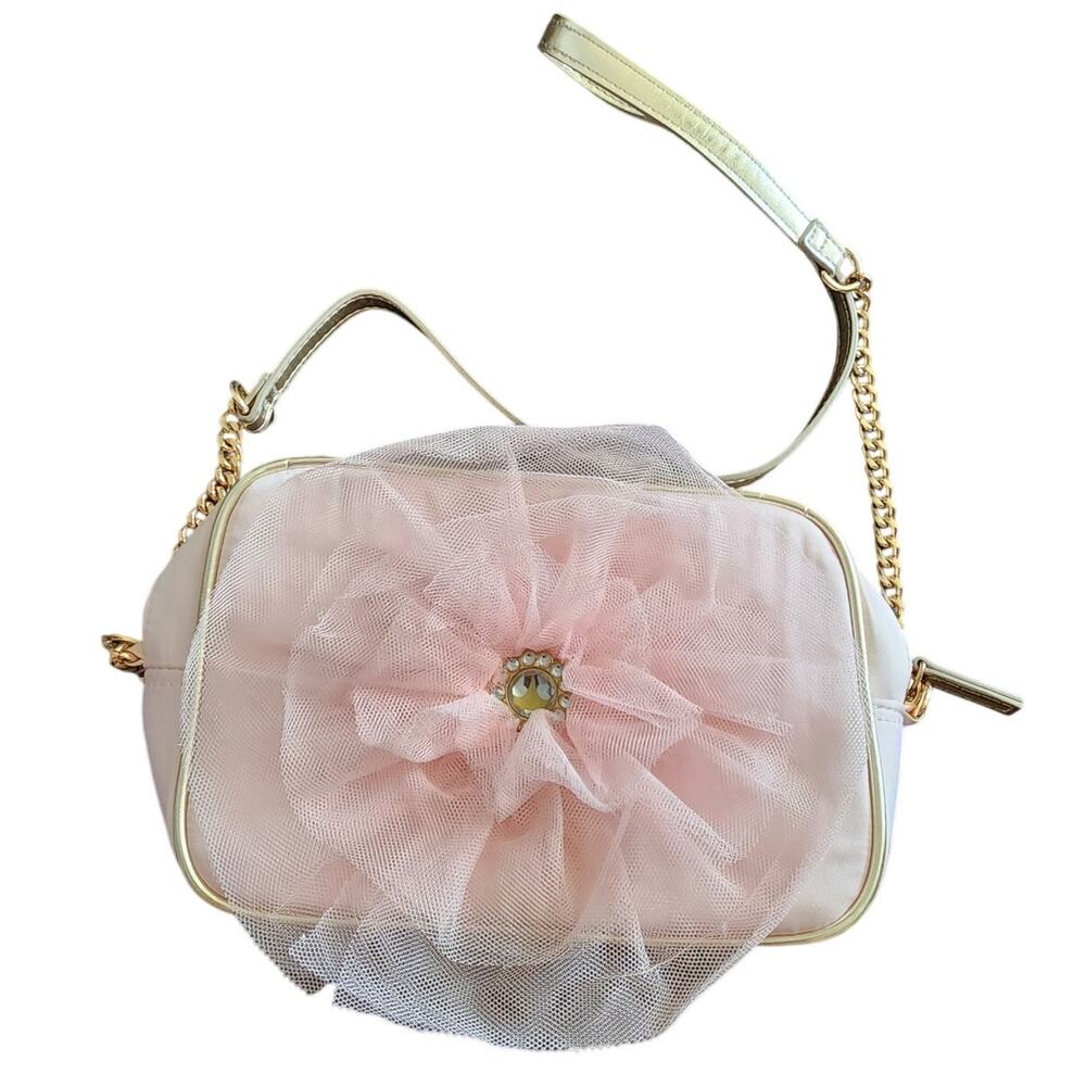 Disney Parks Light Pink Crossbody Tule Flower Gem Purse Bag
